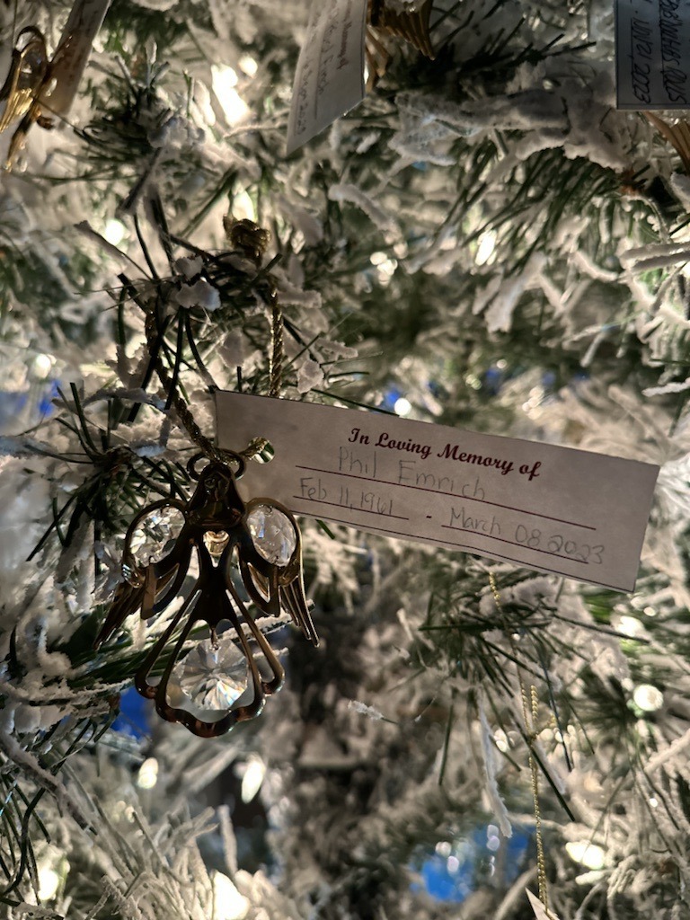 Angel ornament on Christmas tree